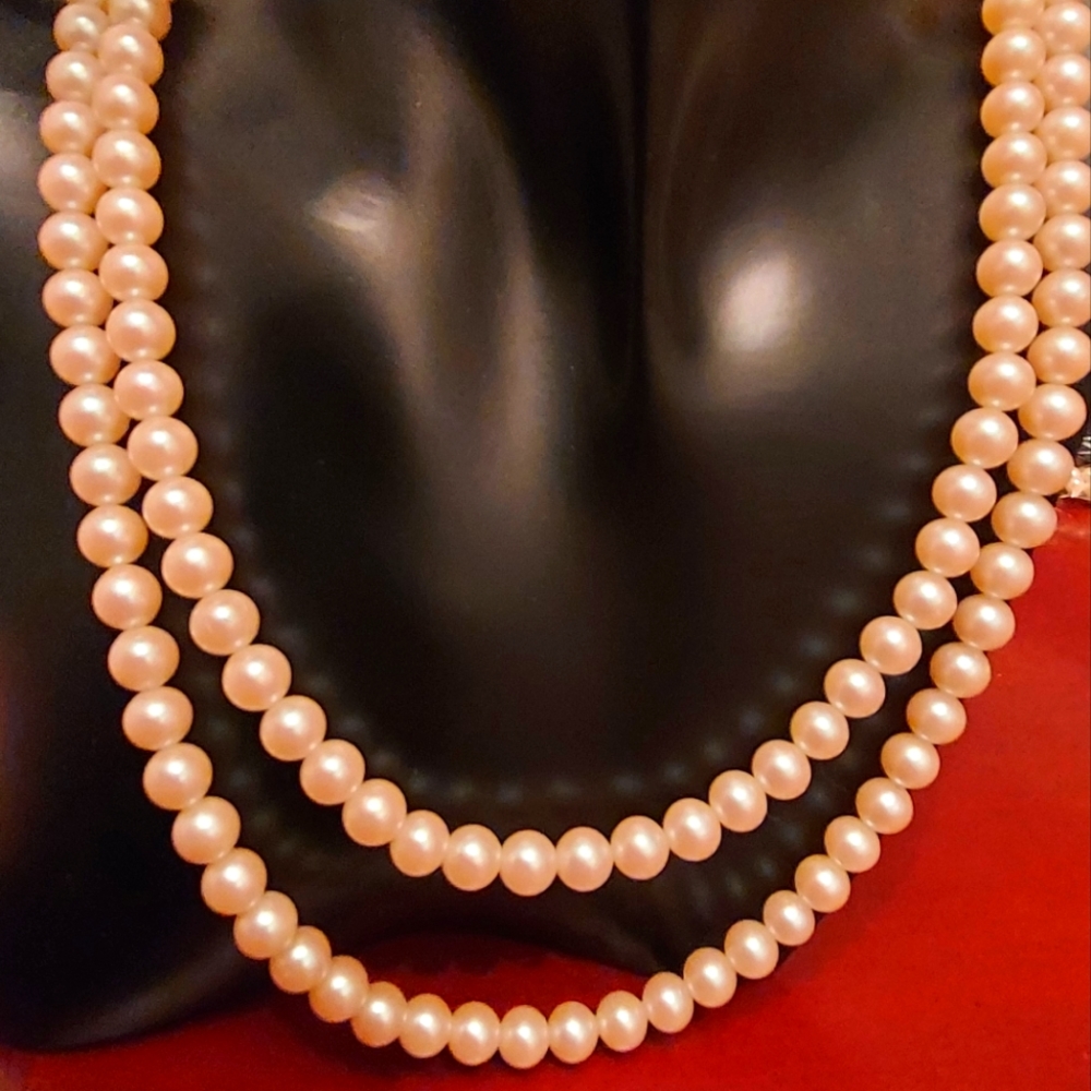 Vintage sterling and faux pearl necklace
